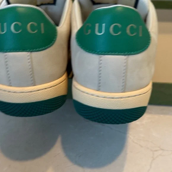 Gucci Women's Crystal-Embellished Green and Cream Sneakers - Picture 3 of 4